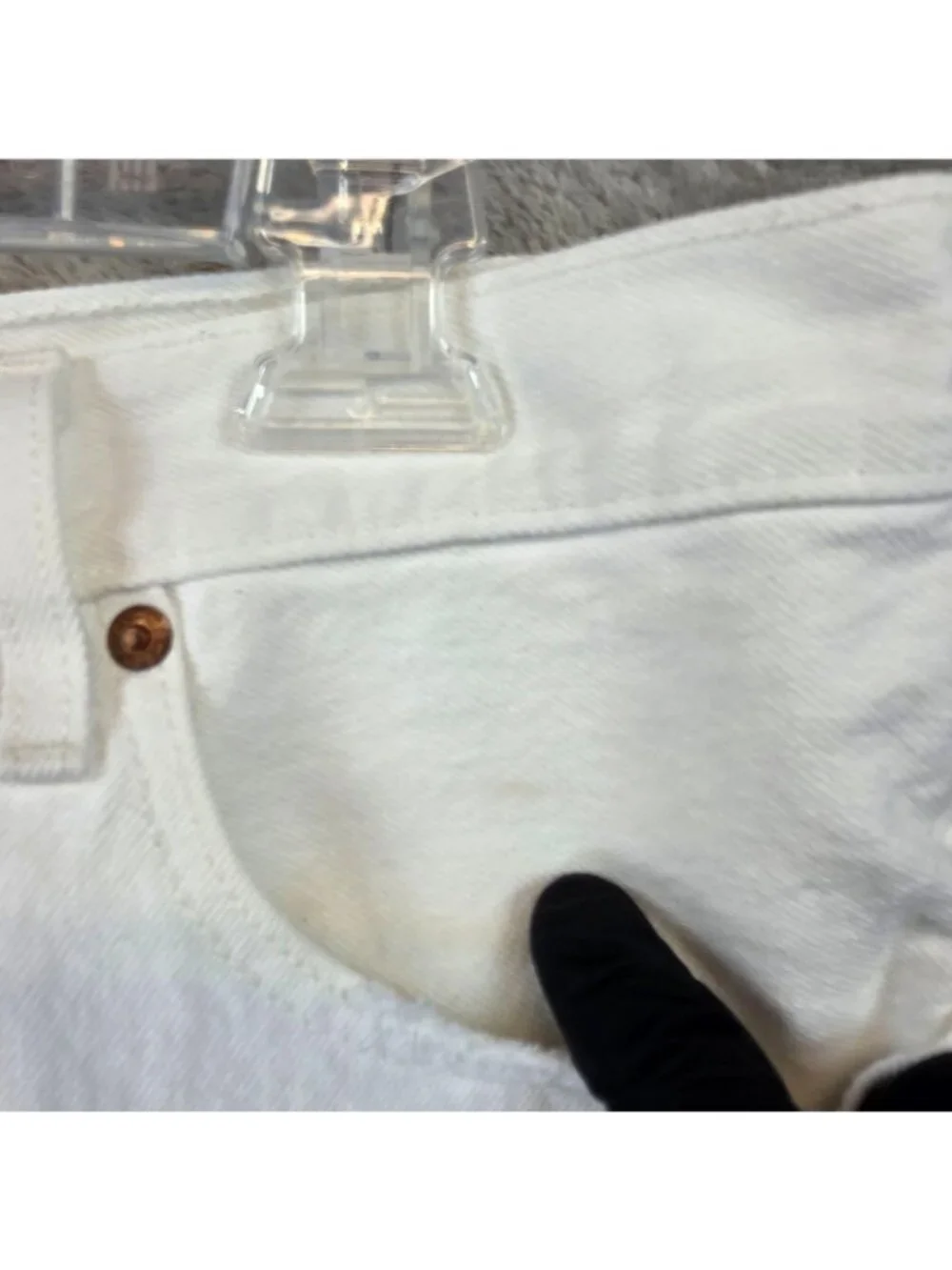 Levi's 501 Premium Shorts Womens W32 White Denim Cutoff Button Fly Frayed Hem